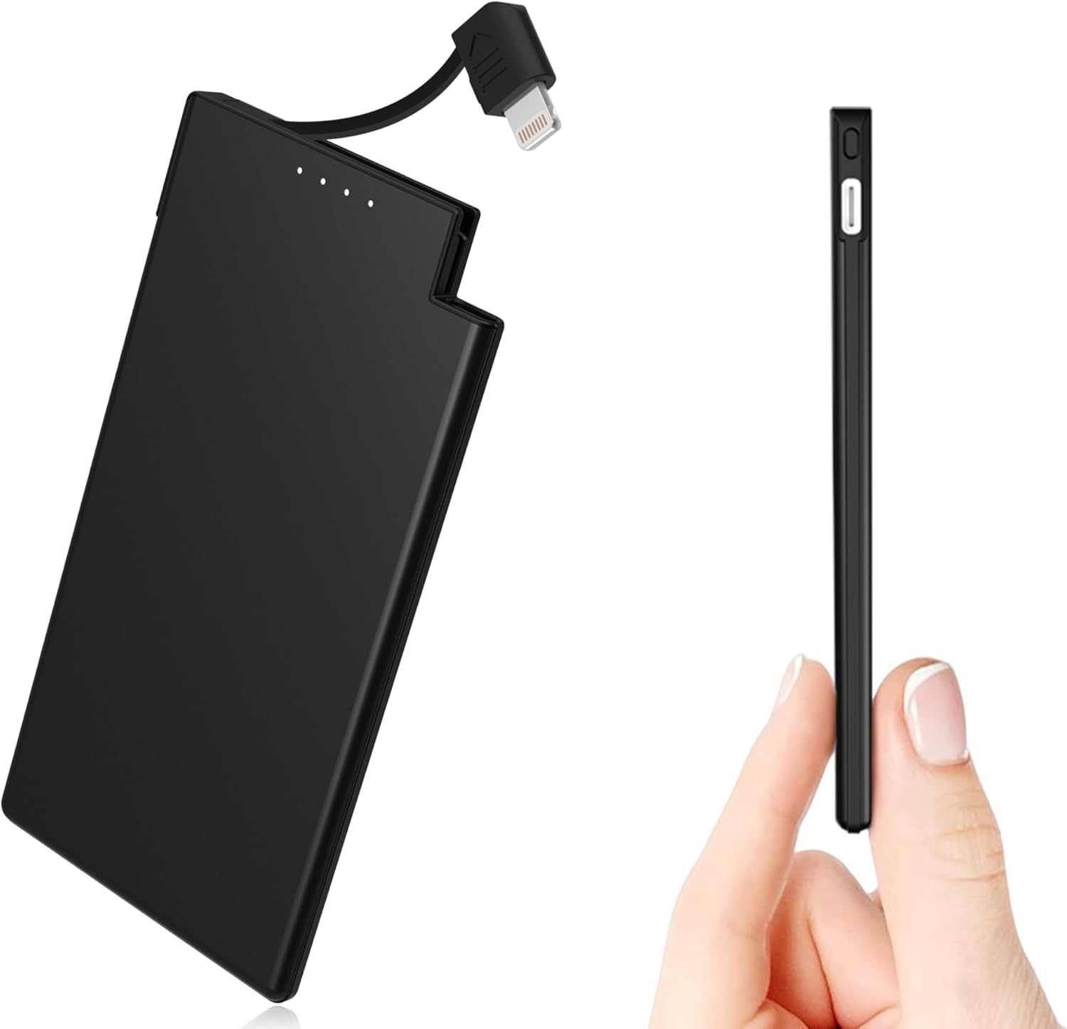 Auskang Slim Power Bank with Built-in Lightning Cable - 5000mAh Charger for iPhone Series