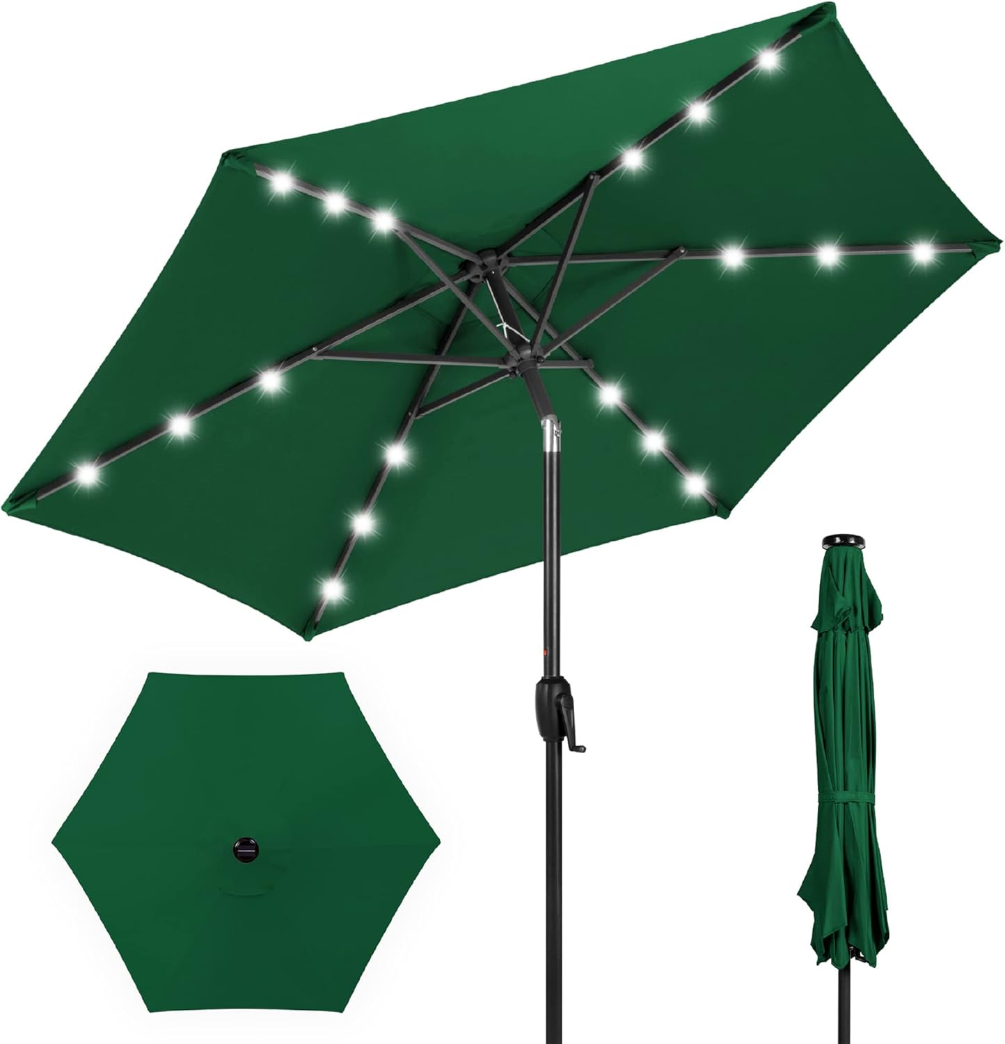 7.5ft Outdoor Solar Market Table Patio Umbrella with LED Lights
