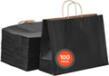 Kraft Paper Bags with Handles 100Pcs 16 x 6 x 12 in - Recycled Black