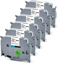 12mm 0.47 Laminated White Tape Replace for Brother P-Touch - 6PK