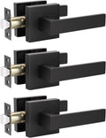 Black Interior Door Handles 3 Pack - Heavy Duty Passage Levers
