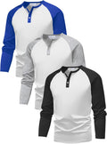 Boys Long Sleeve Athletic Shirts Color Blocked 3-Pack - Casual