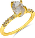 Real Raw Crystal Dainty Ring in Yellow Gold - Birthstone Gift for Her