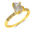 Real Raw Herkimer Diamond Dainty Ring Yellow Gold - Natural Birthstone