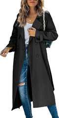 Makkrom Women's Double Breasted Long Trench Coat - Slim