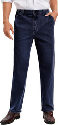 voeeron Mens Elastic Waist Jeans Relaxed Fit (Style VHK4)
