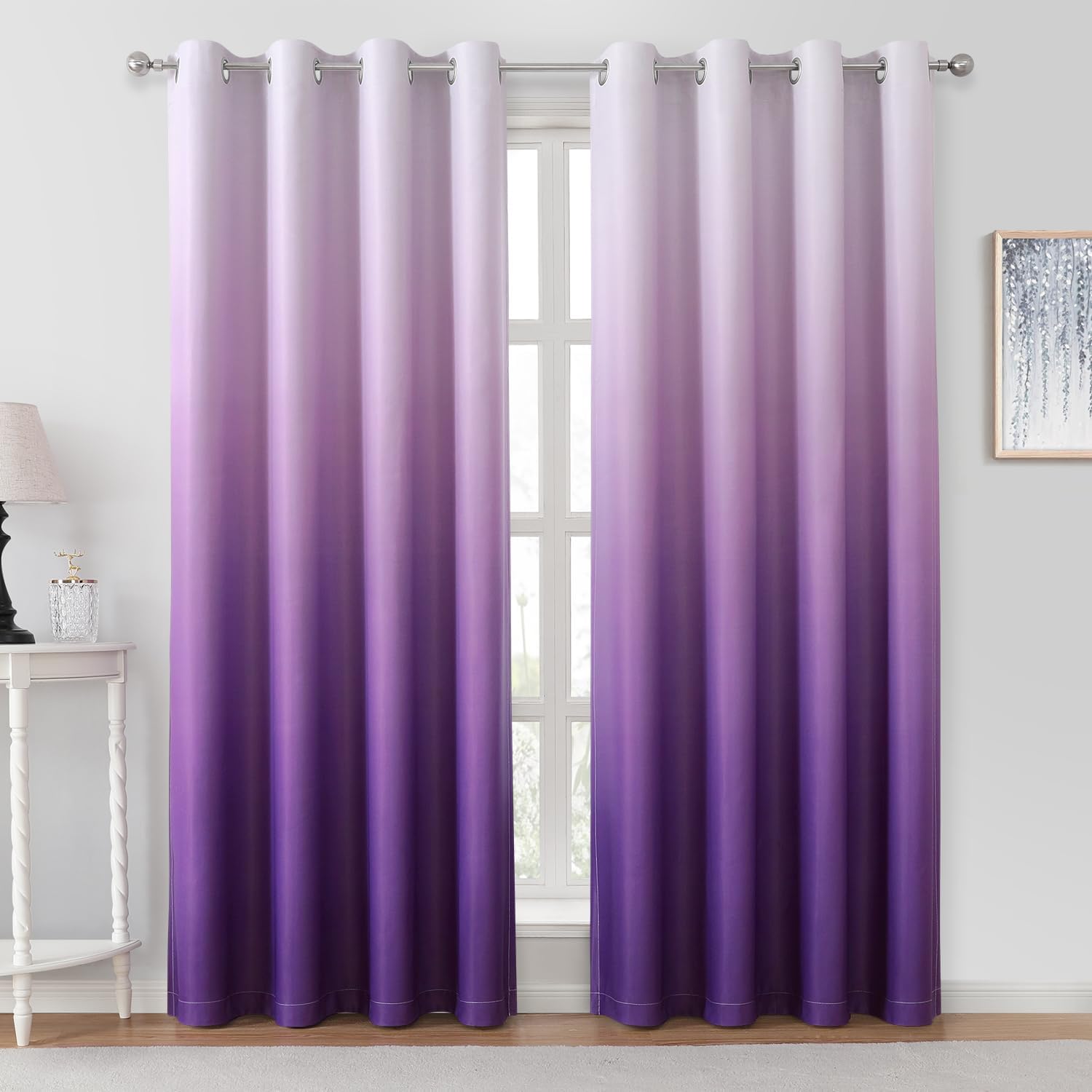 Purple Ombre Blackout Curtains for Stylish Room Darkening