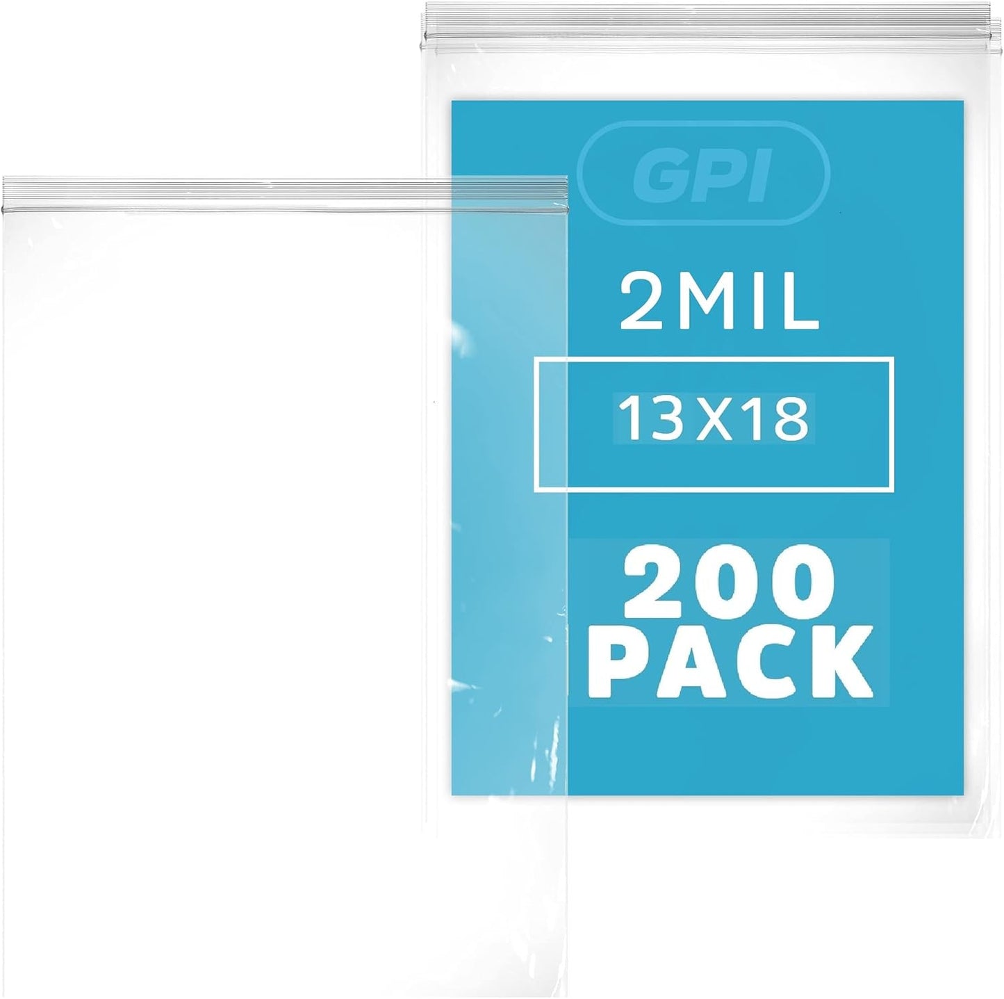 GPI Pack of 200 Clear Plastic Reclosable Zip Bags for Storage