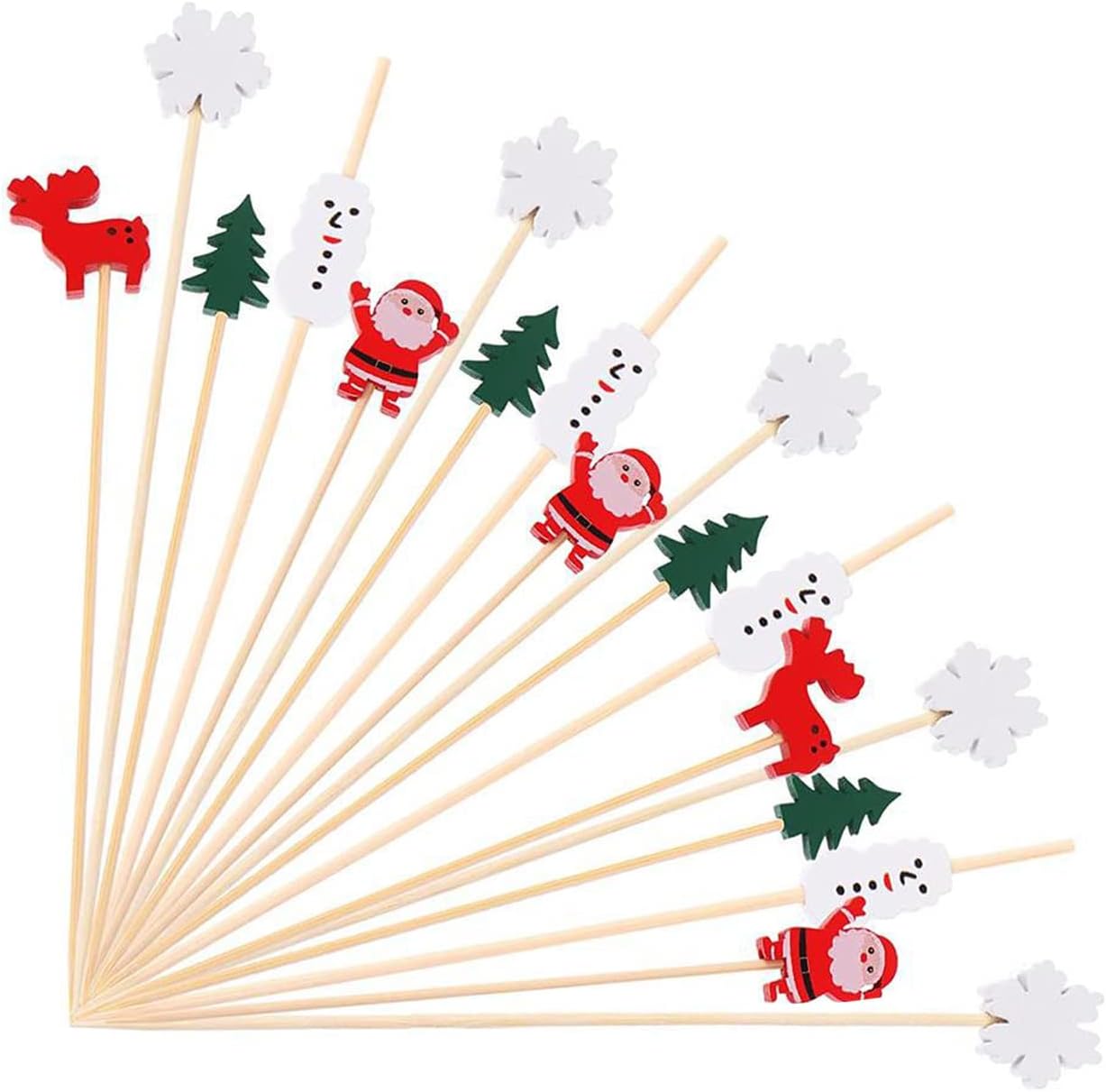 100 Bamboo Christmas Cocktail Picks by Longnavigator