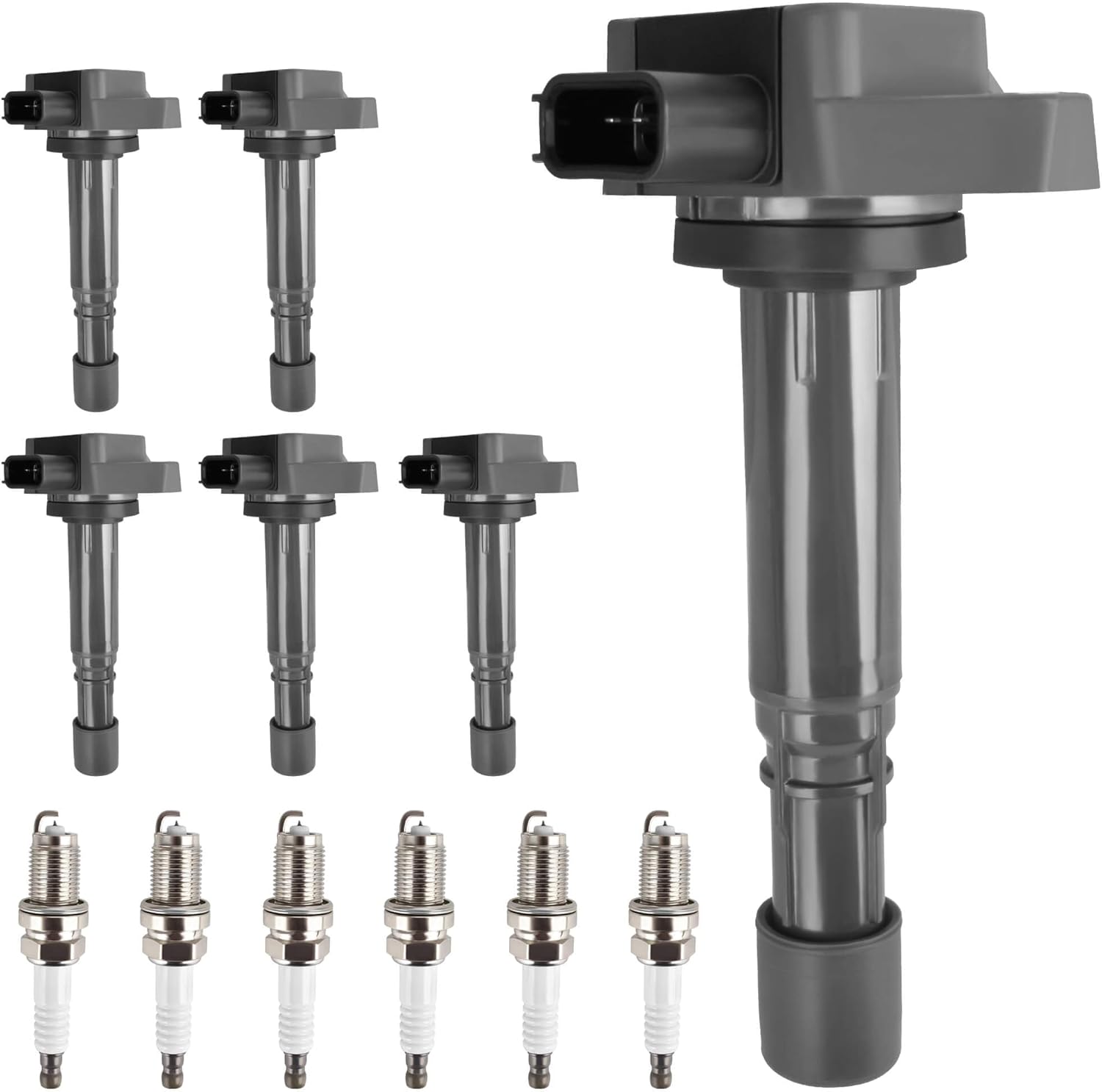 HYR Set of 6 Ignition Coil Pack and Iridium Spark Plugs for Honda
