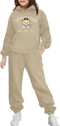 Girls Drop Shoulder 2 Piece Hoodie Sweatpant Set - Cozy Fall Fit