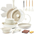 22Pcs Pots and Pans Set Nonstick Ceramic Cookware - Space Saving