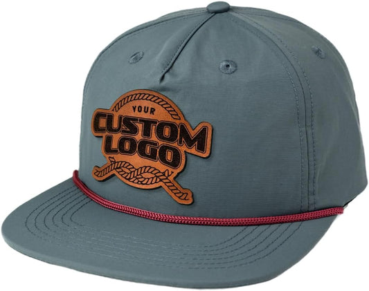 Custom Leather Patch 5 Panel Rope Hat for Stylish Comfort