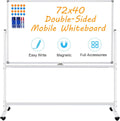 Double-Sided Rolling Whiteboard on Wheels 72in x 40in - Mobile