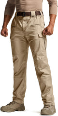 CQR Men's Flex Stretch Tactical Pants - Durable Water Resistant