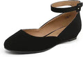 DREAM PAIRS Revona Low Wedge Ankle Strap Flats - Comfortable Everyday