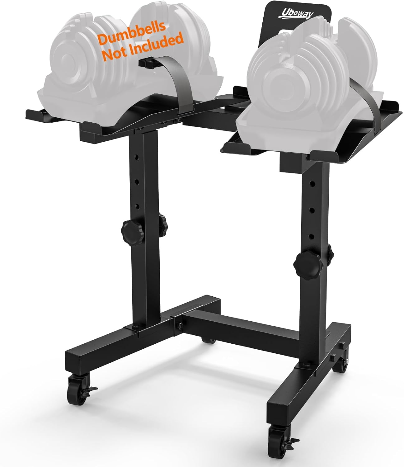 Uboway Dumbbell Stand - 4 Level Height, Tablet Holder, Wheels