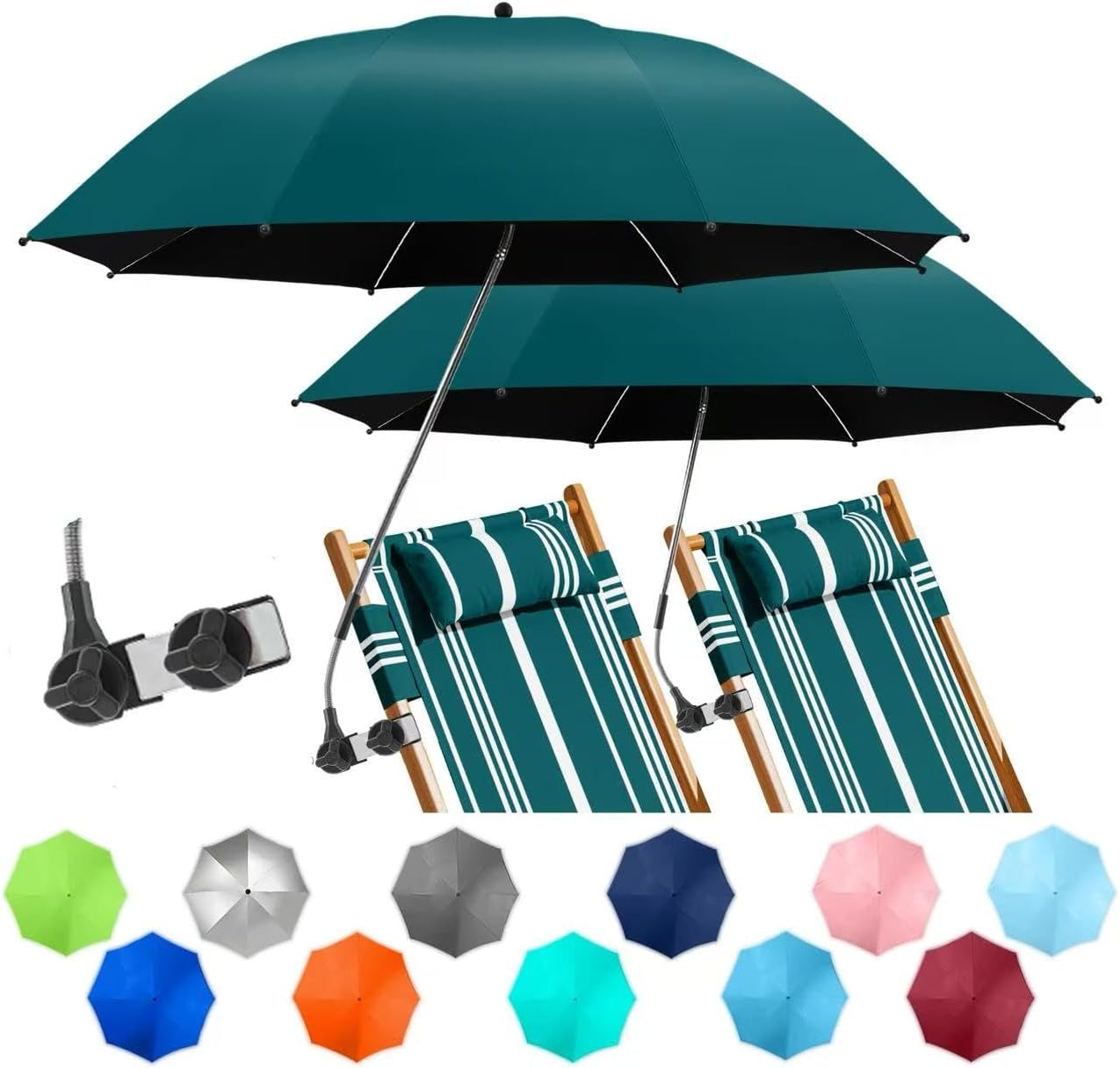 2 Pack Beach Umbrella with Clamp for Ultimate Sun Protection