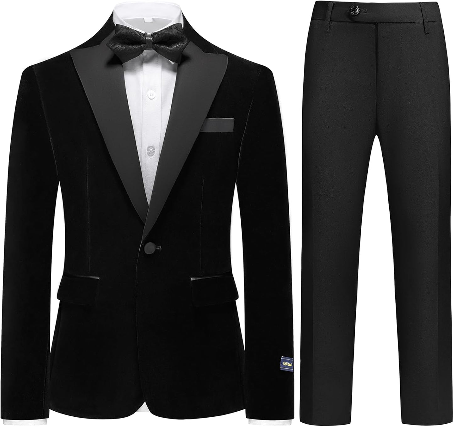 Boys Velvet Tuxedo Suit for Slim Fit Formal Wedding Outfit