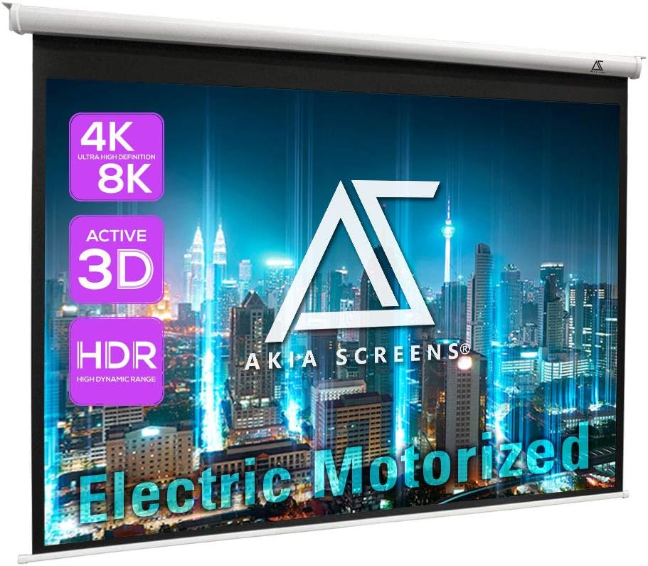 104 Motorized Projector Screen by Akia - Remote Control & Retractable!