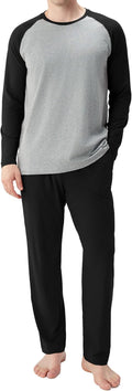 Mens Pajamas Set Long Sleeve Cotton Blend - Soft Stretch PJs