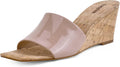 Wedge Sandals for Women Open Toe Square Toe Wood Grain Slip On
