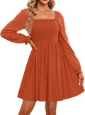 Holipick Women's Square Neck Smocked A-Line Dress - Flattering Fit