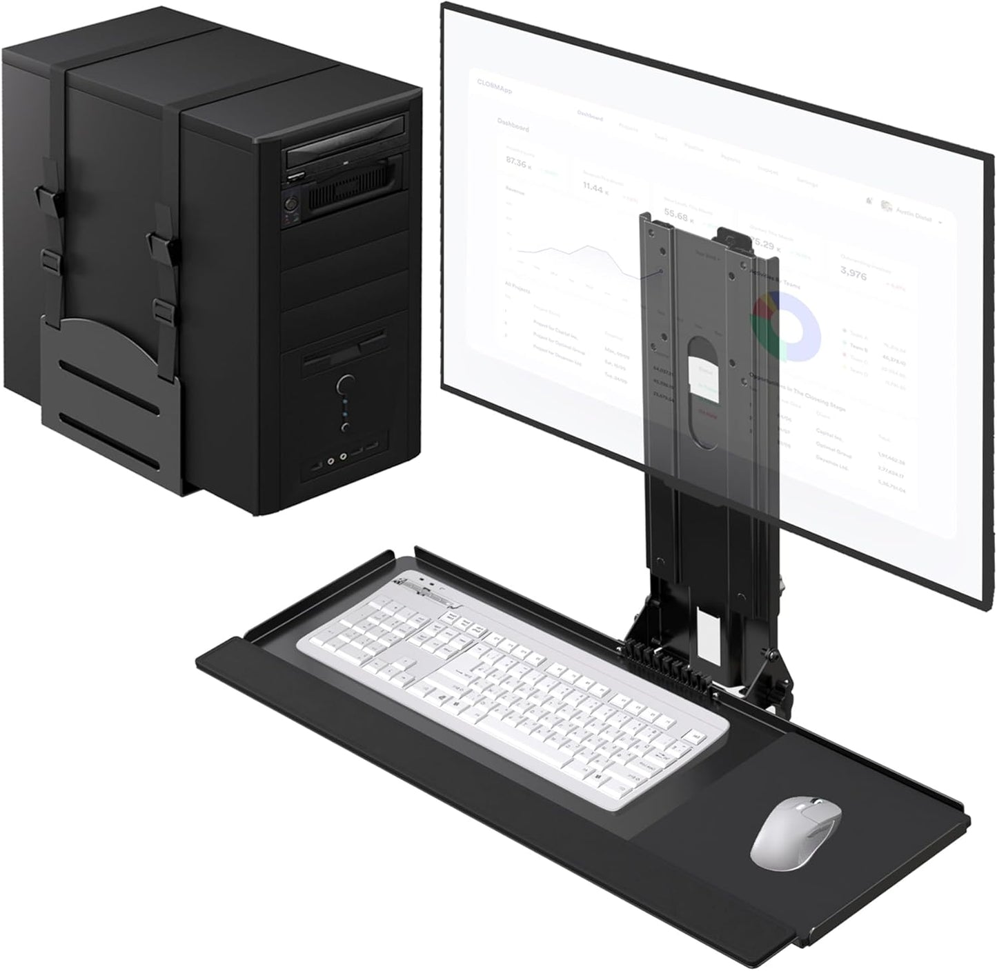 Monitor and Keyboard Wall Mount with CPU Holder for 32in Monitors
