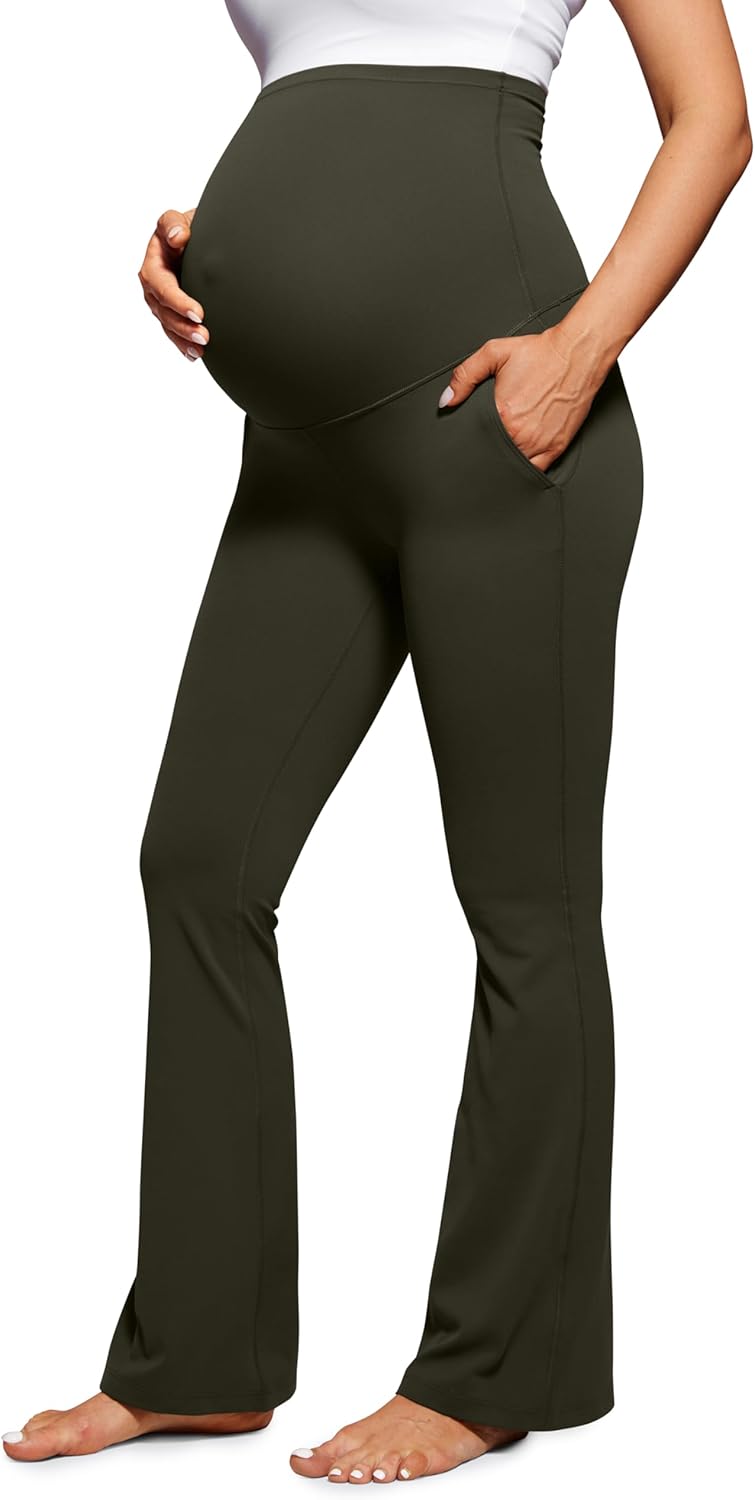 CRZ YOGA Women Butterluxe Maternity Flare Leggings with Pockets