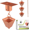 Rain Chain Kit w/Adapter & Extension - Copper Gutter Downspout