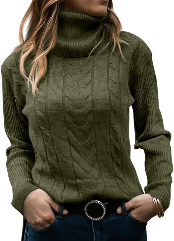 Langwyqu Womens Turtleneck Long Sleeve Cable Knit Sweater Review