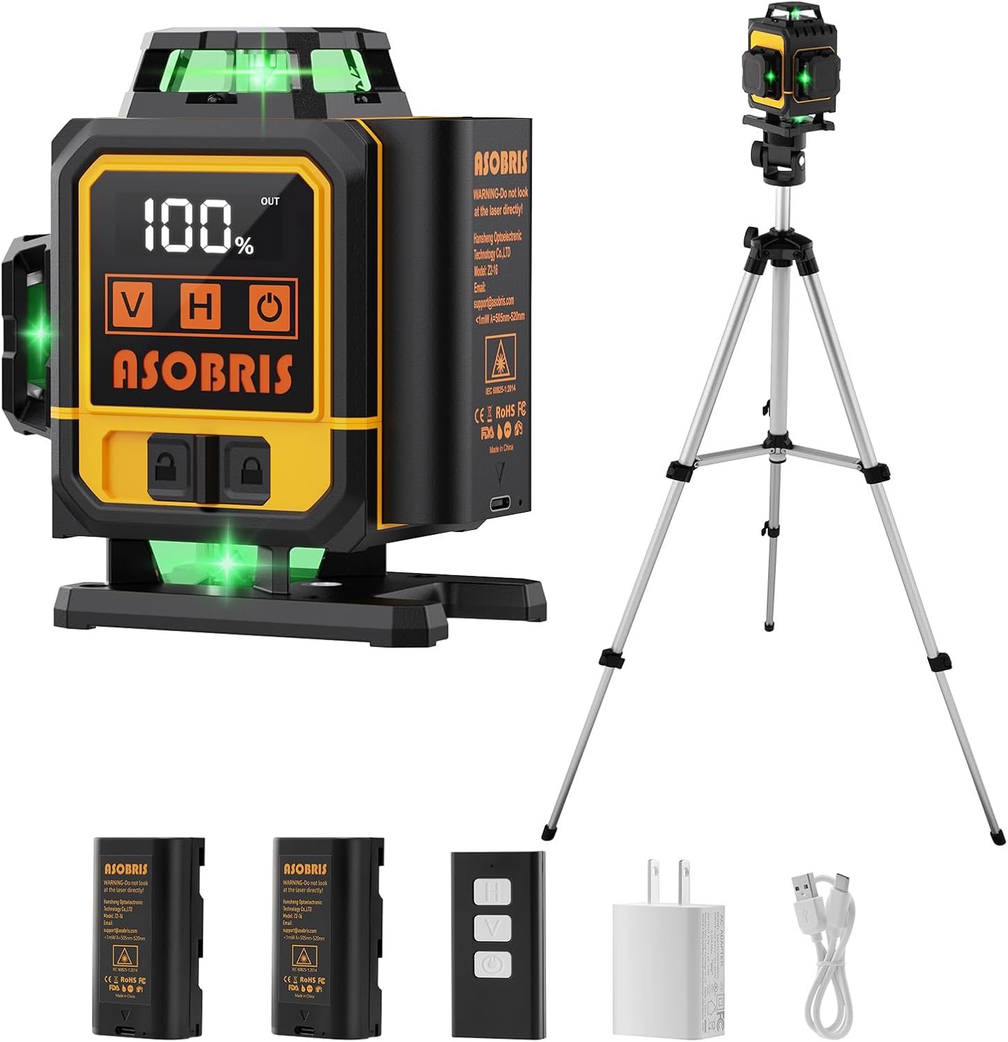 Laser Level 4x360 Self Leveling Tool with Tripod & LCD Screen