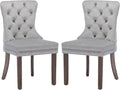 KCC Velvet Dining Chairs Set of 2 - Tufted Nailhead Dining Side Chairs