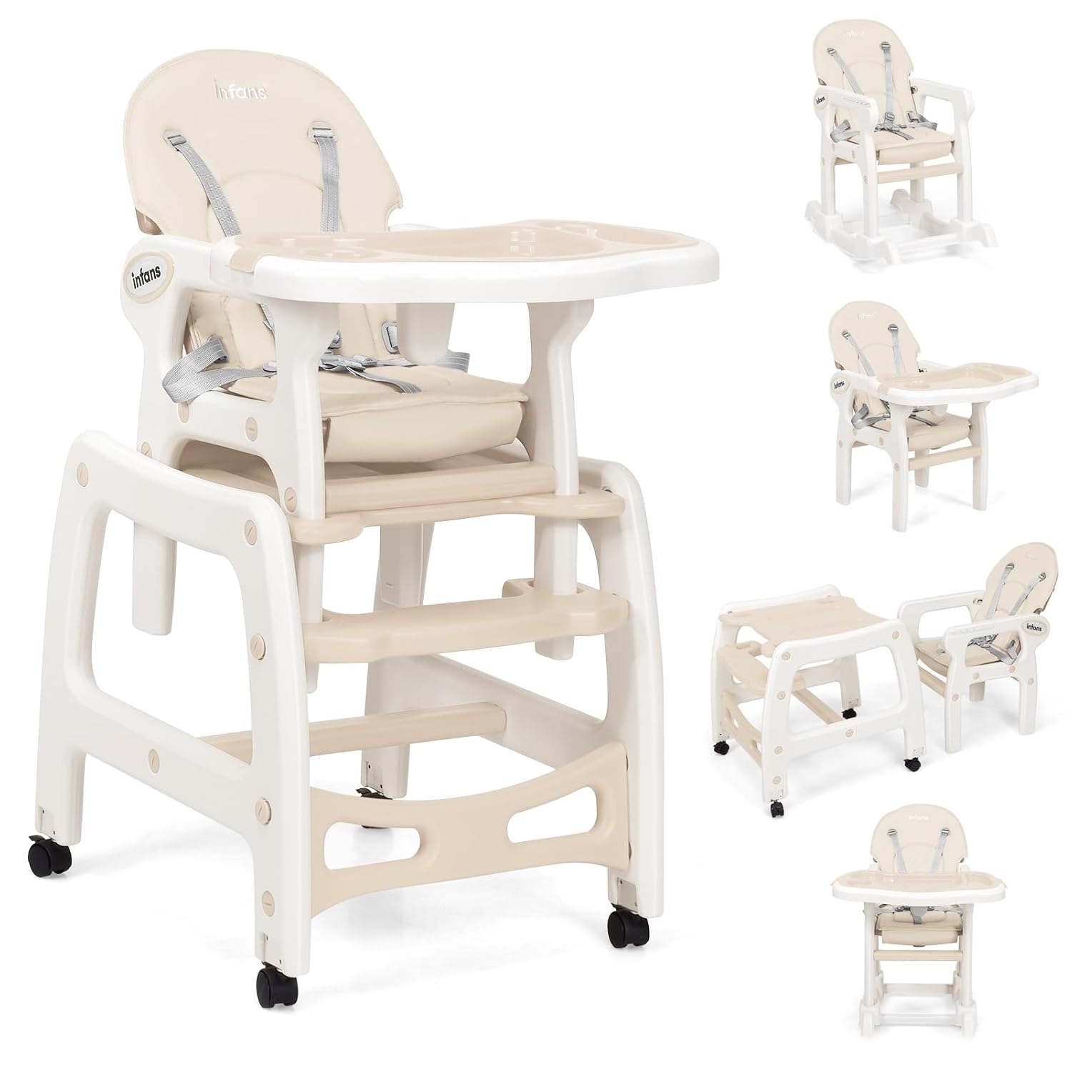 INFANS 5 in 1 Baby High Chair: Convertible Toddler Table Set
