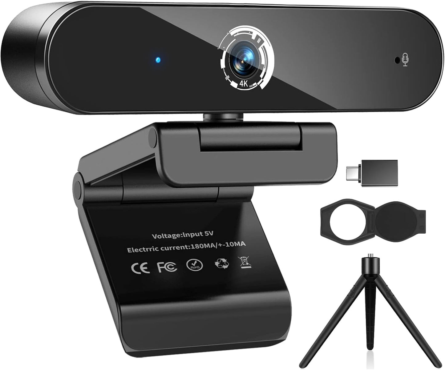 4K Webcam with Microphone for Streaming and Online Classes