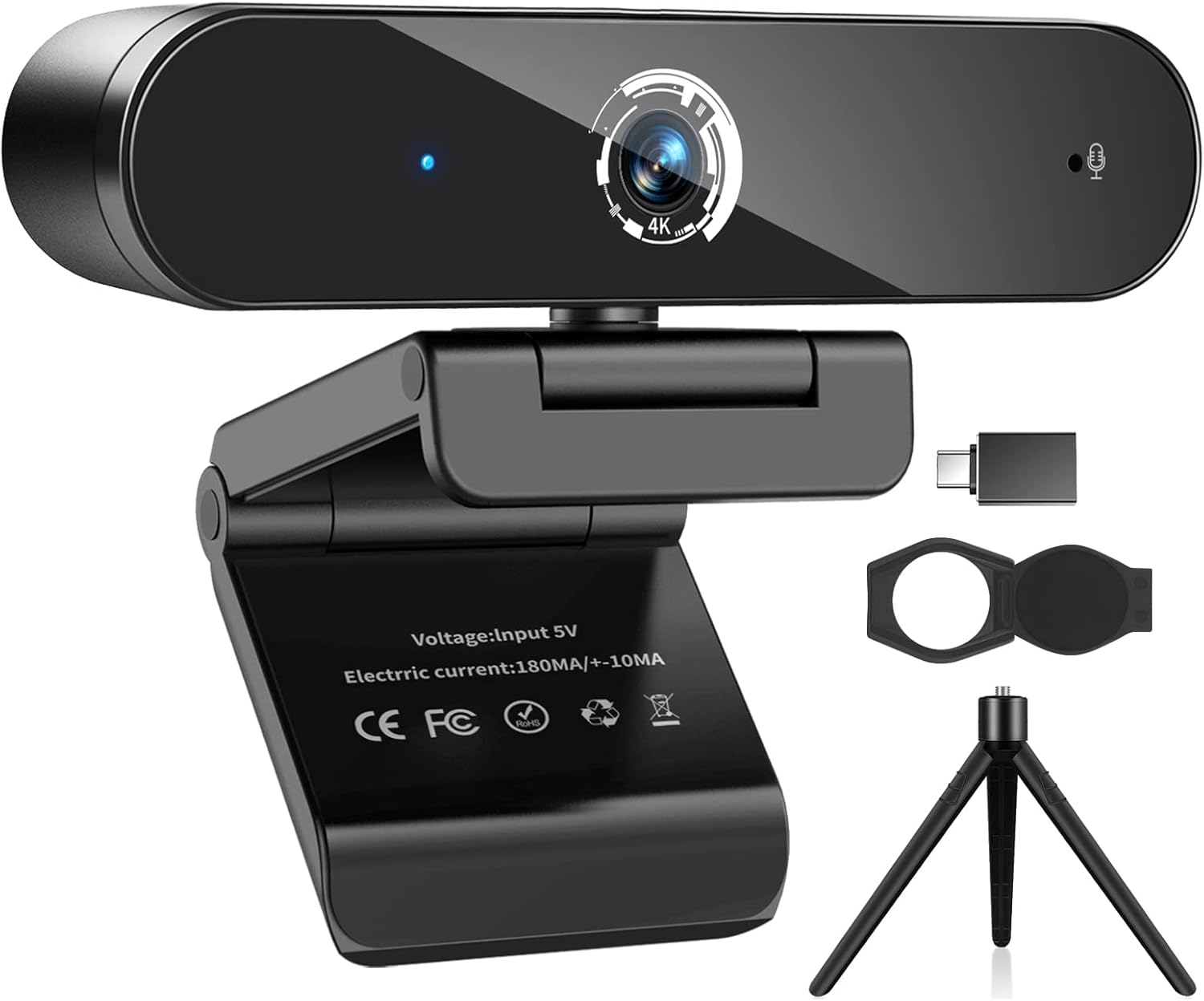 4K Webcam with Microphone for Streaming and Online Classes