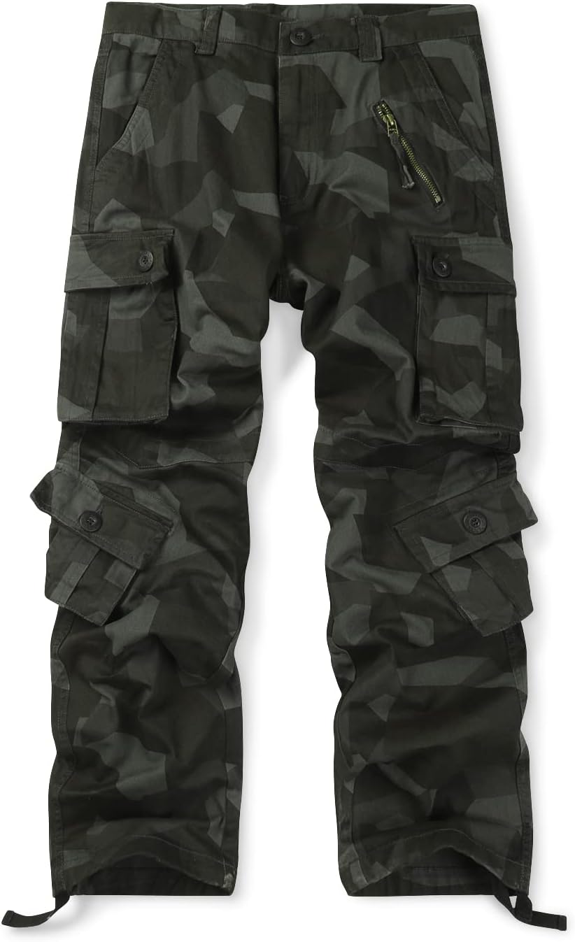 OCHENTA Men's Cotton Casual Cargo Pants for Tactical Comfort
