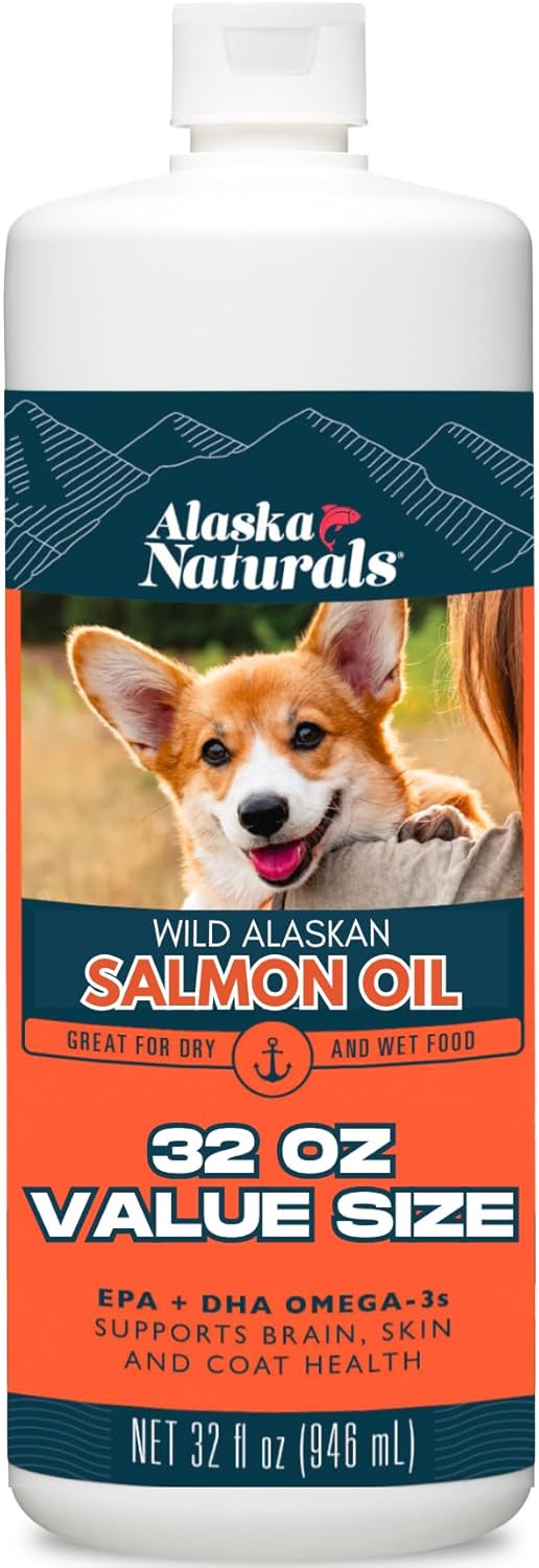 Wild Alaskan Salmon Fish Oil Supplement for Dogs Skin and Coat