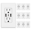 USB Wall Outlets 3-Ports USB C Receptacles - Screwless Matte White