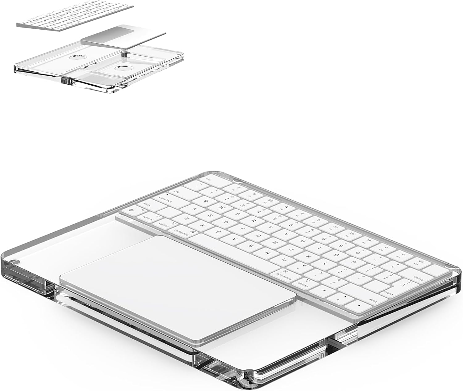 Acrylic Keyboard & Trackpad Stand for Apple - Gen 2/3 Support