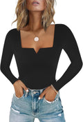 Chunpin Women's Square Neck Thong Bodysuit - Flattering Second-Skin