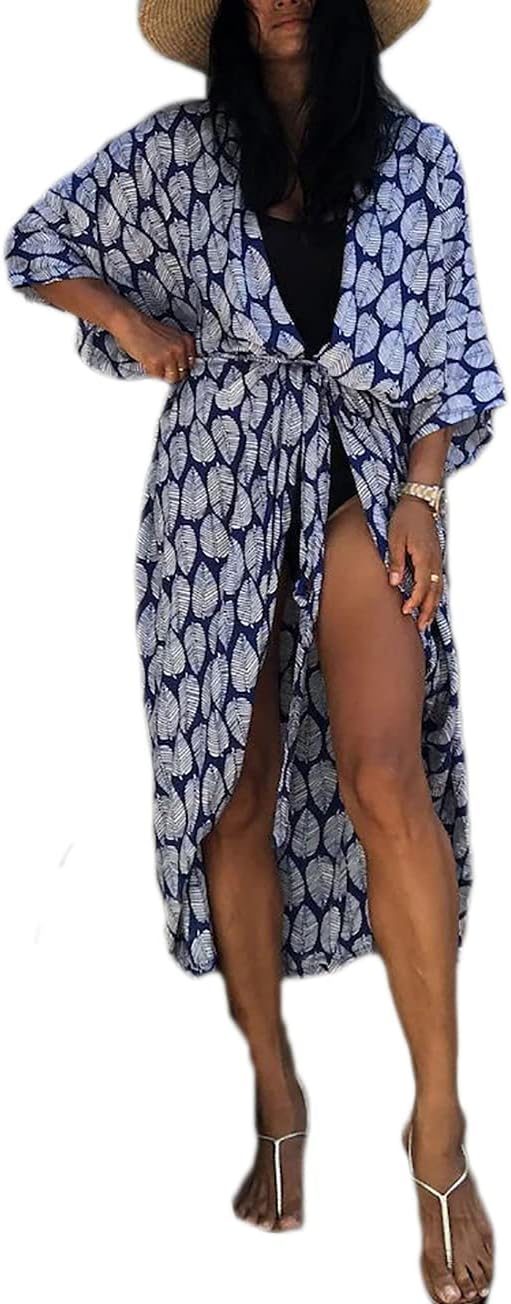 Stylish Tie Dye Open Front Long Kimono Cover Up for Women