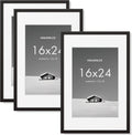 16x24 inch Picture Frame with 12x18 Removable Mat - 3 Pack