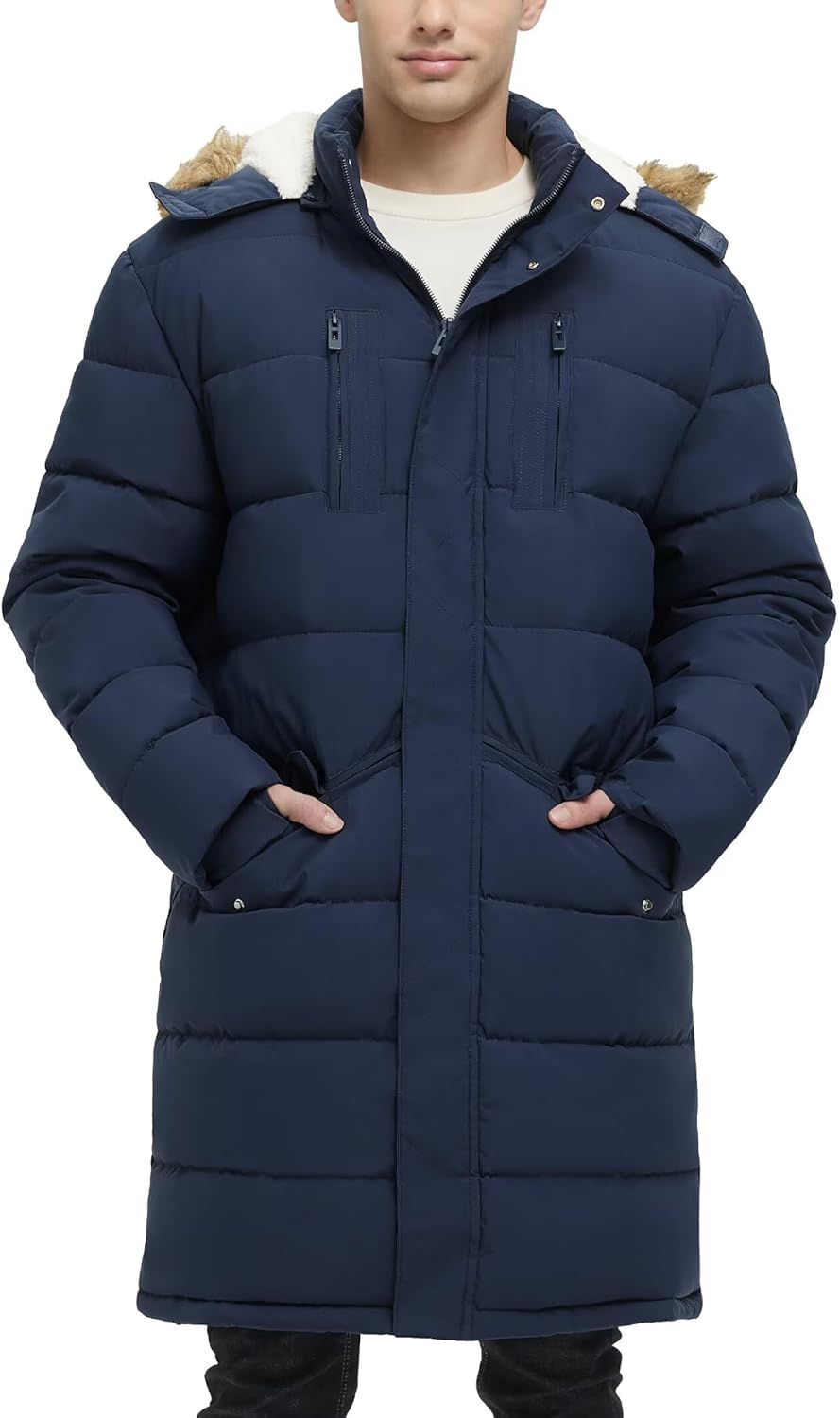 Men's Extra Long Fleece Puffer Jacket for Winter Adventures