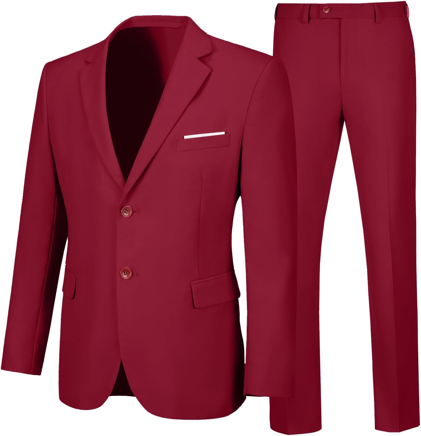 Mens 2 Piece Slim Fit Light Burgundy Suit for Weddings and Parties
