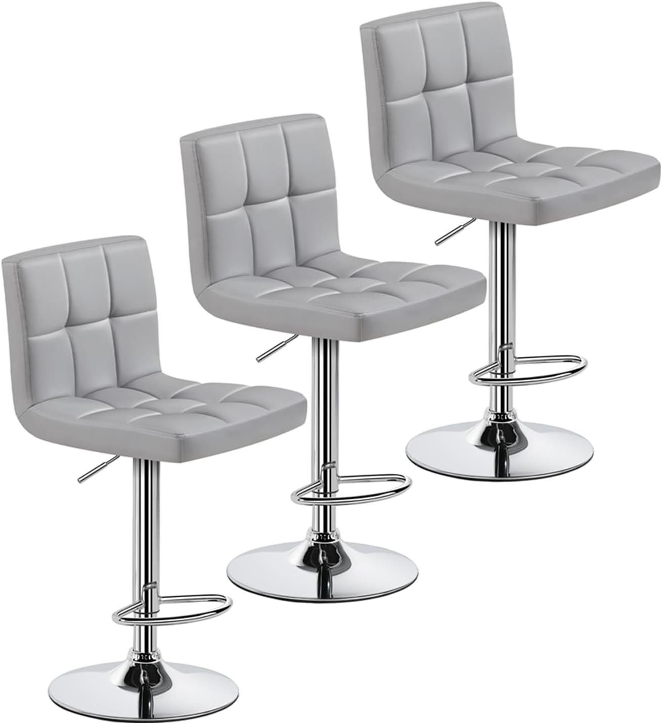 Yaheetech Adjustable PU Leather Swivel Bar Stools Set of 3