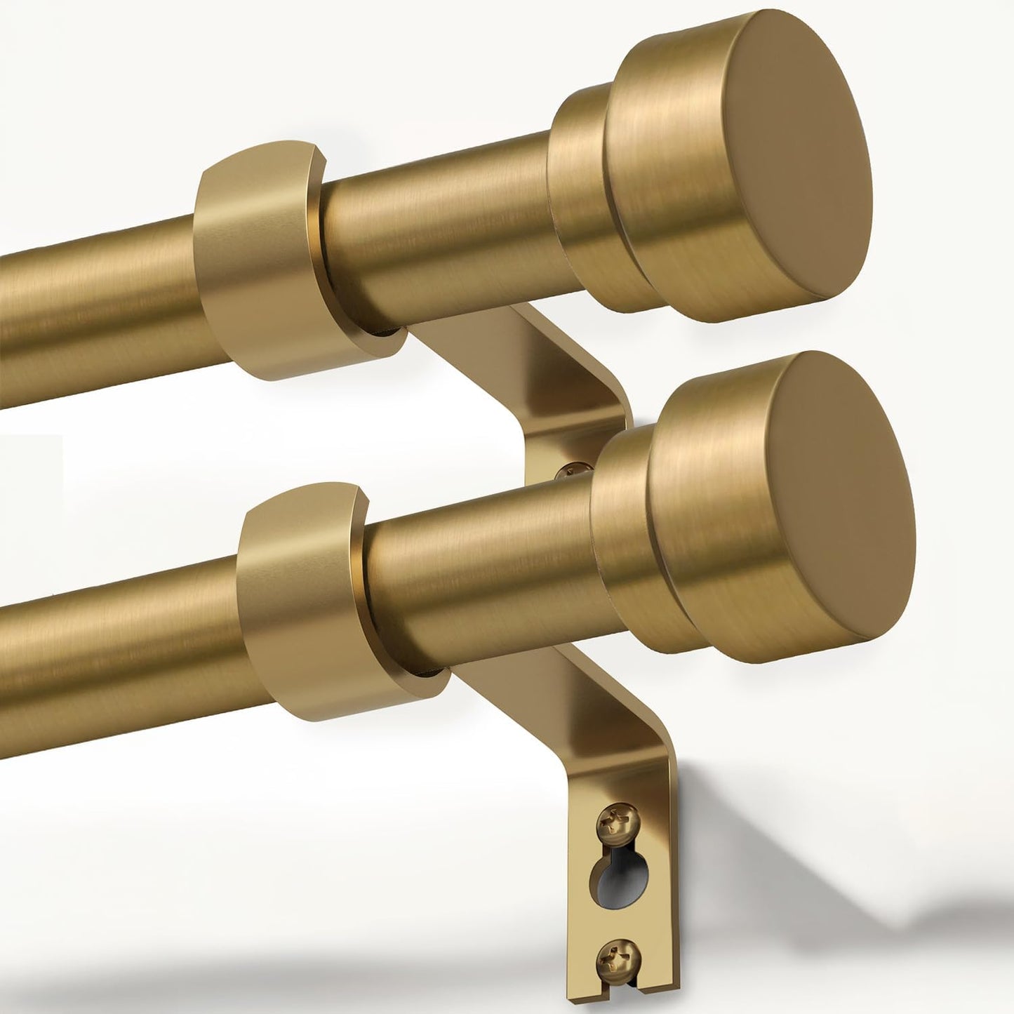 Adjustable 2 Pack Warm Gold Curtain Rods for Windows 66 to 120 in