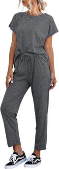 Eurivicy Womens 2 Piece Casual Short Sleeve Tracksuit Set