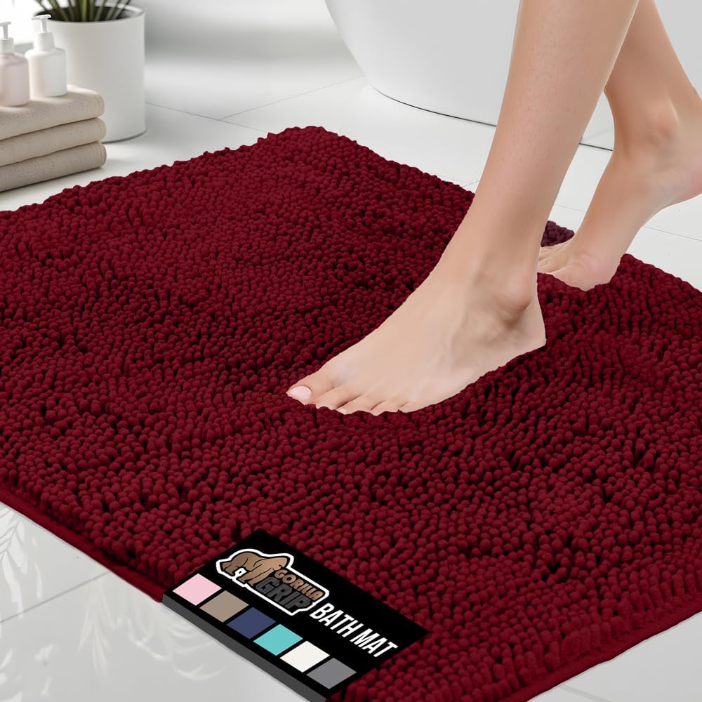 GORILLA GRIP Bath Rug Mat 48x24 Soft Absorbent Chenille Comfort