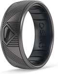 Superman Etched Silicone Ring - Platinum Black Pearl DualTone